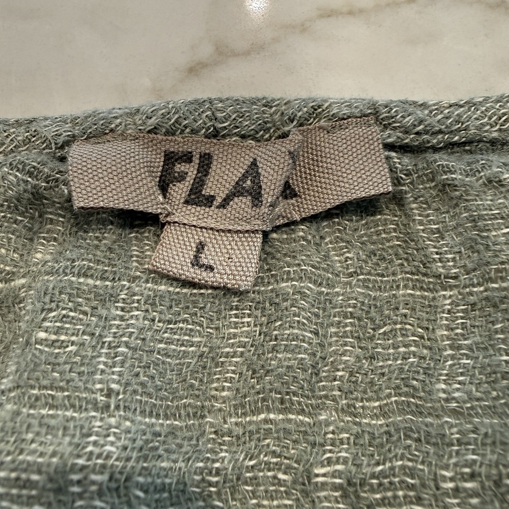 FLAX Green Crinkle Gauze Sleeveless Top Women's Large Lagenlook Casual Linen - Picture 5 of 9